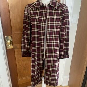 Express Burgundy Plaid Trench Coat